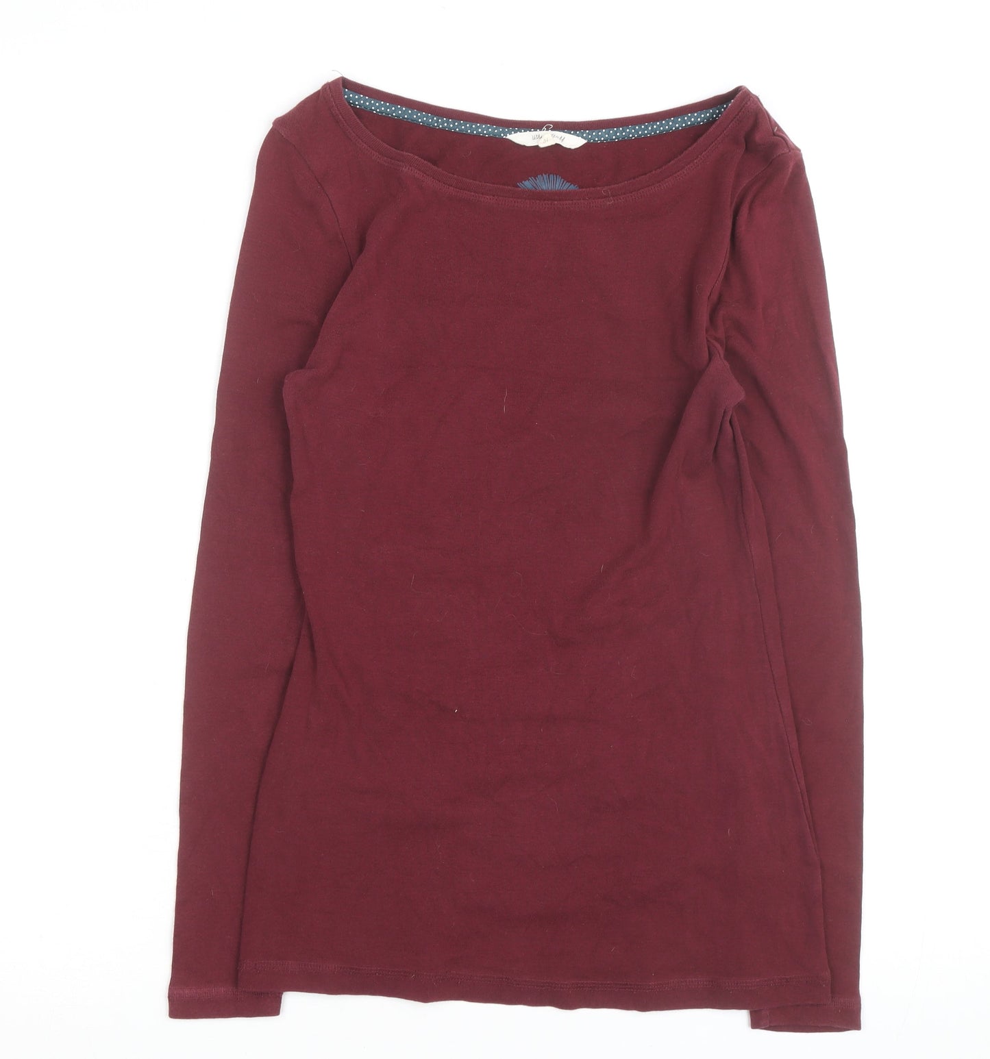 Weird Fish Women's Red Cotton Long Sleeve Boat Neck T-Shirt Size 10