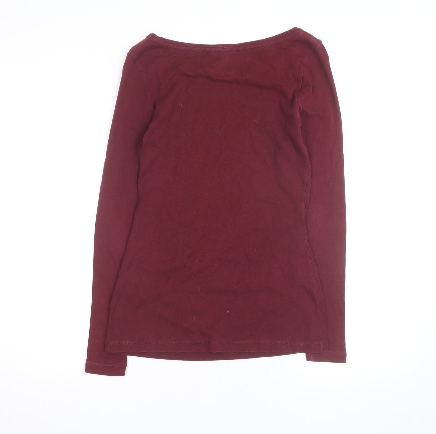 Weird Fish Women's Red Cotton Long Sleeve Boat Neck T-Shirt Size 10