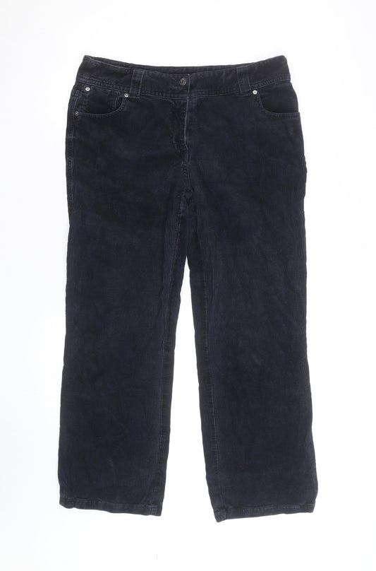 Laura Ashley Womens Black Corduroy Straight Jeans Size 14