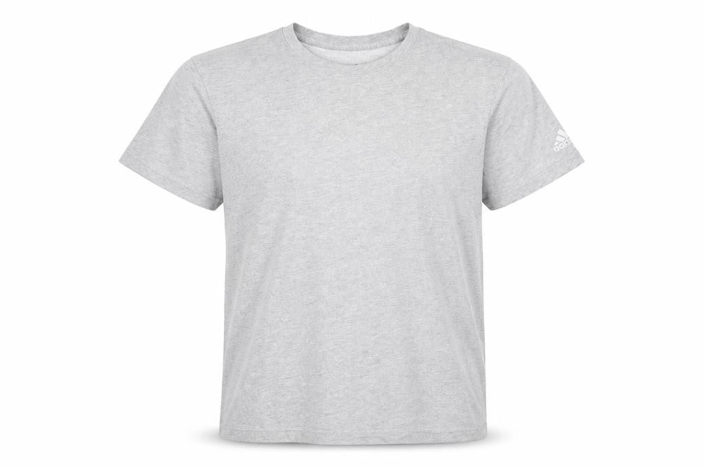 Front view of adidas Men's Grey Crew Neck Short Sleeve Regular Fit T-Shirt M