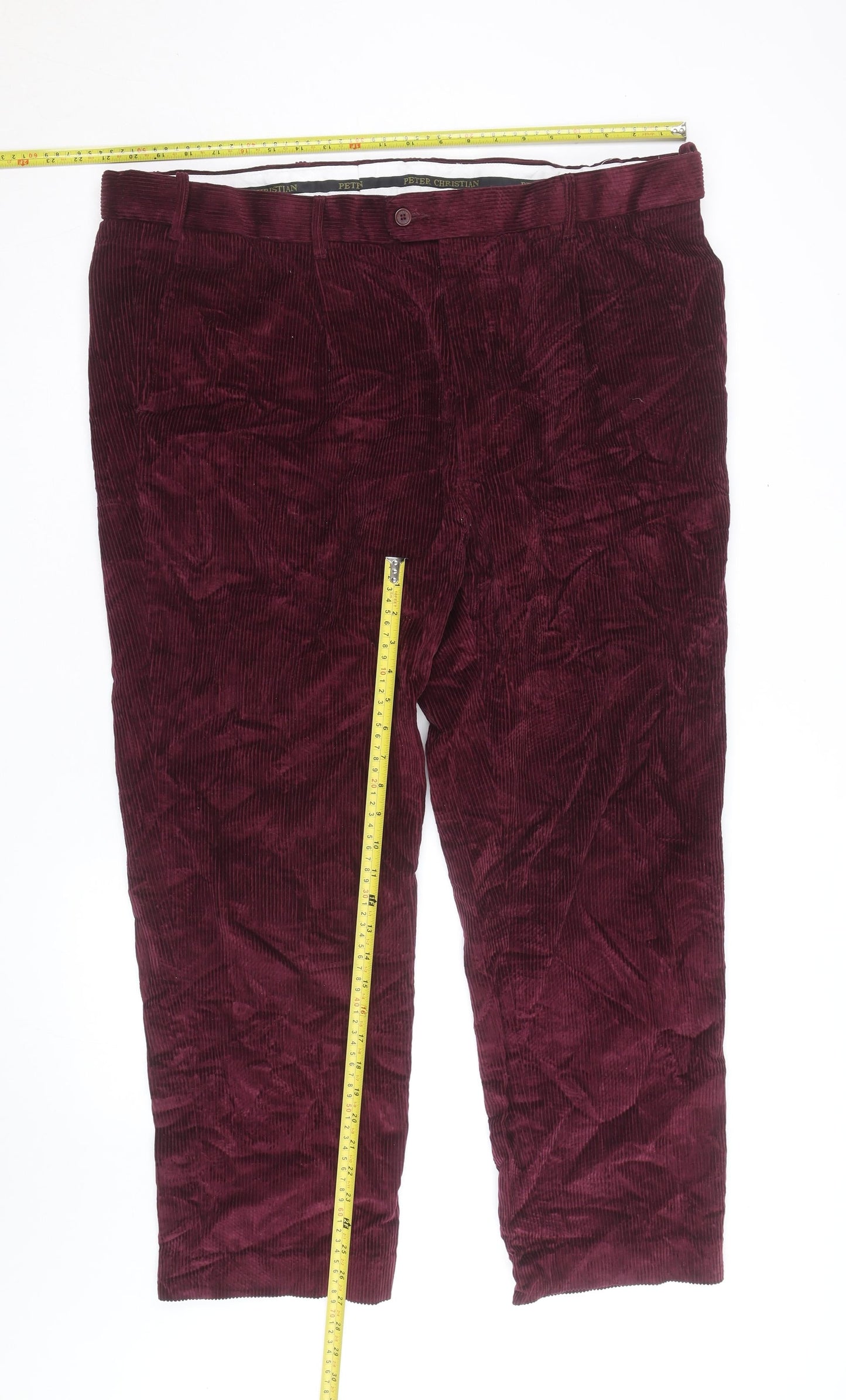 Peter Christian Men's Red Corduroy Straight Leg Jeans 34W 31L