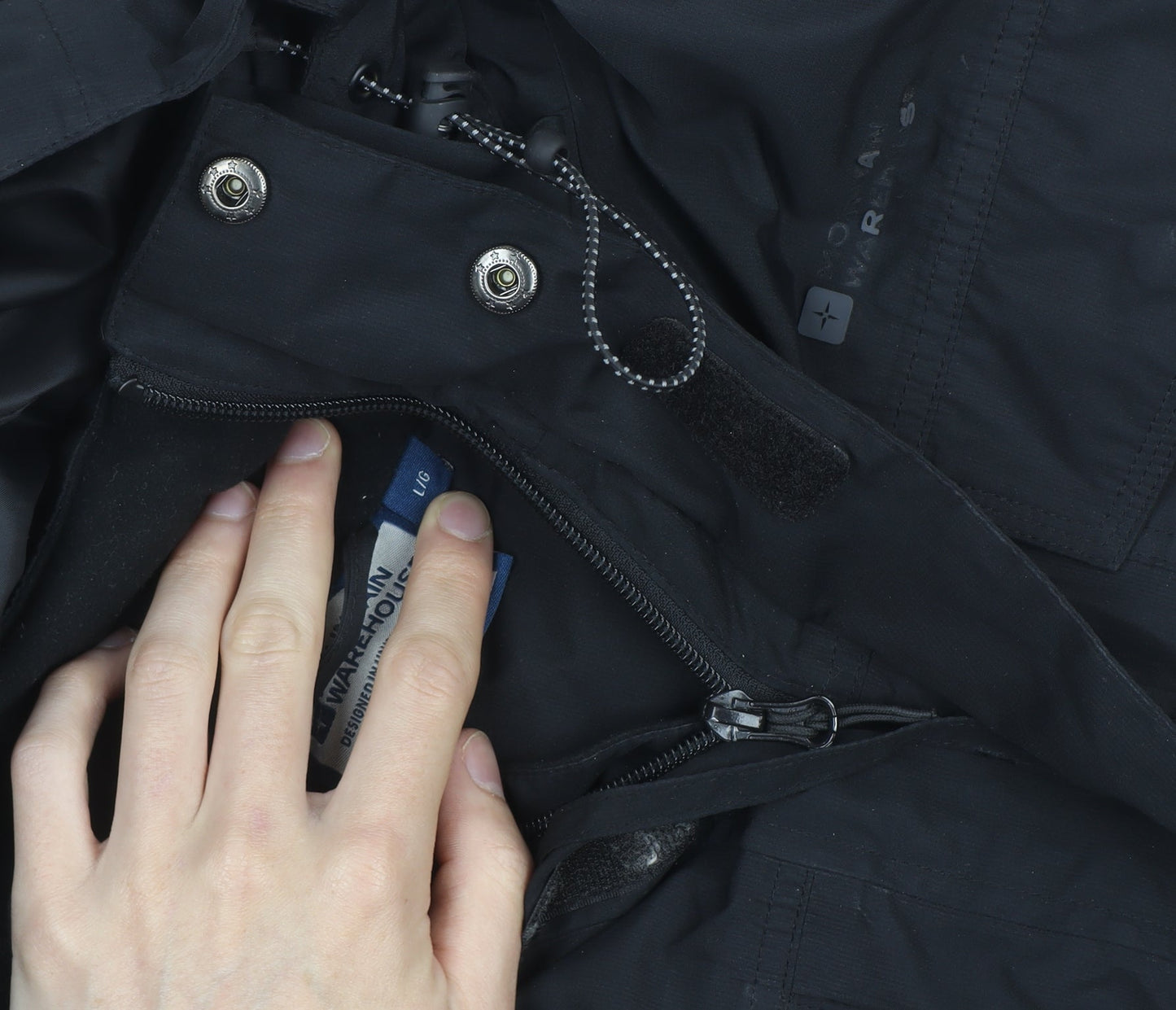 Mountain Warehouse Mens Black Waterproof Parka Jacket L Hooded