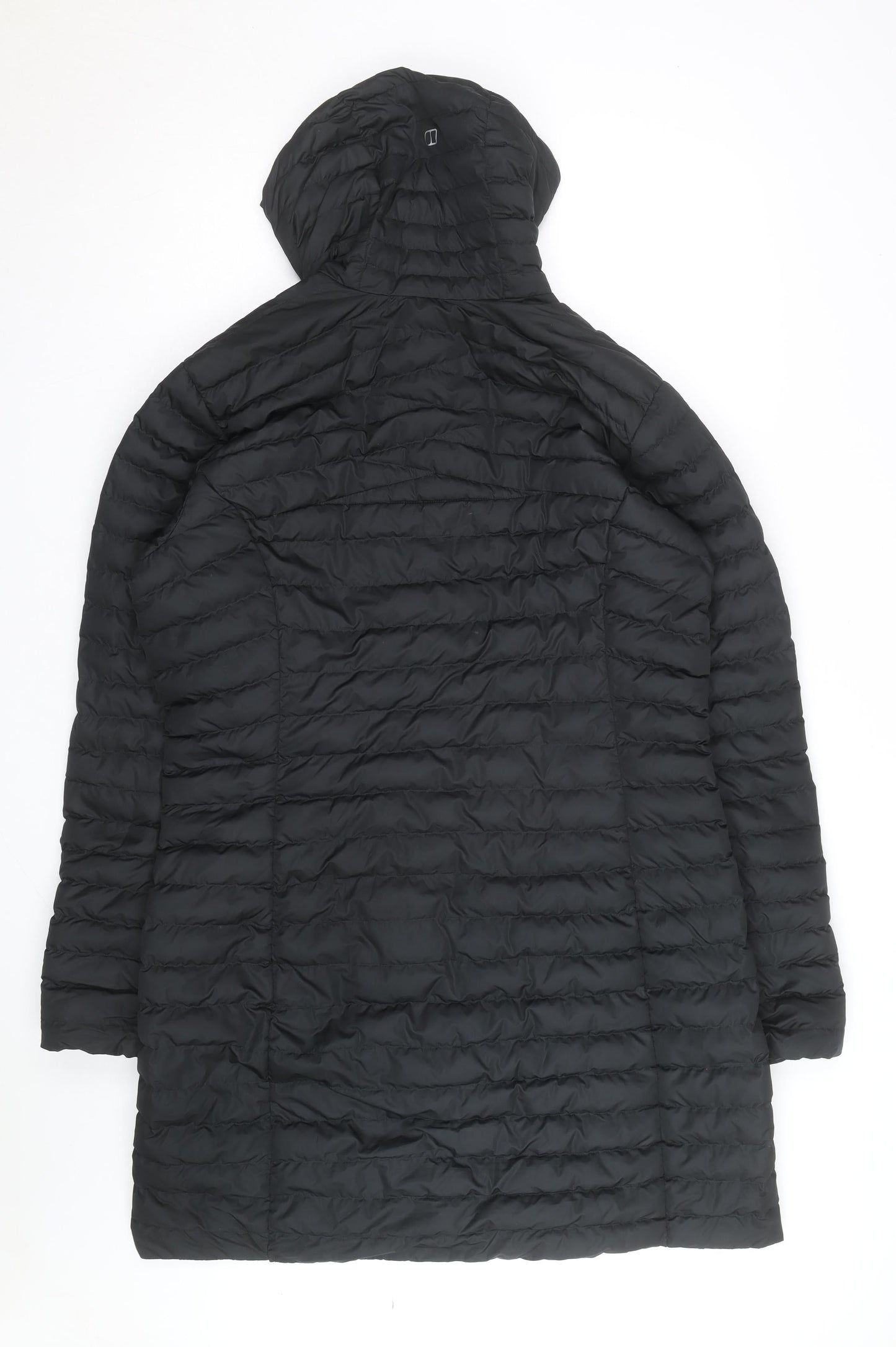 Berghaus Women Black Long Puffer Coat L Hooded Insulated Outdoor