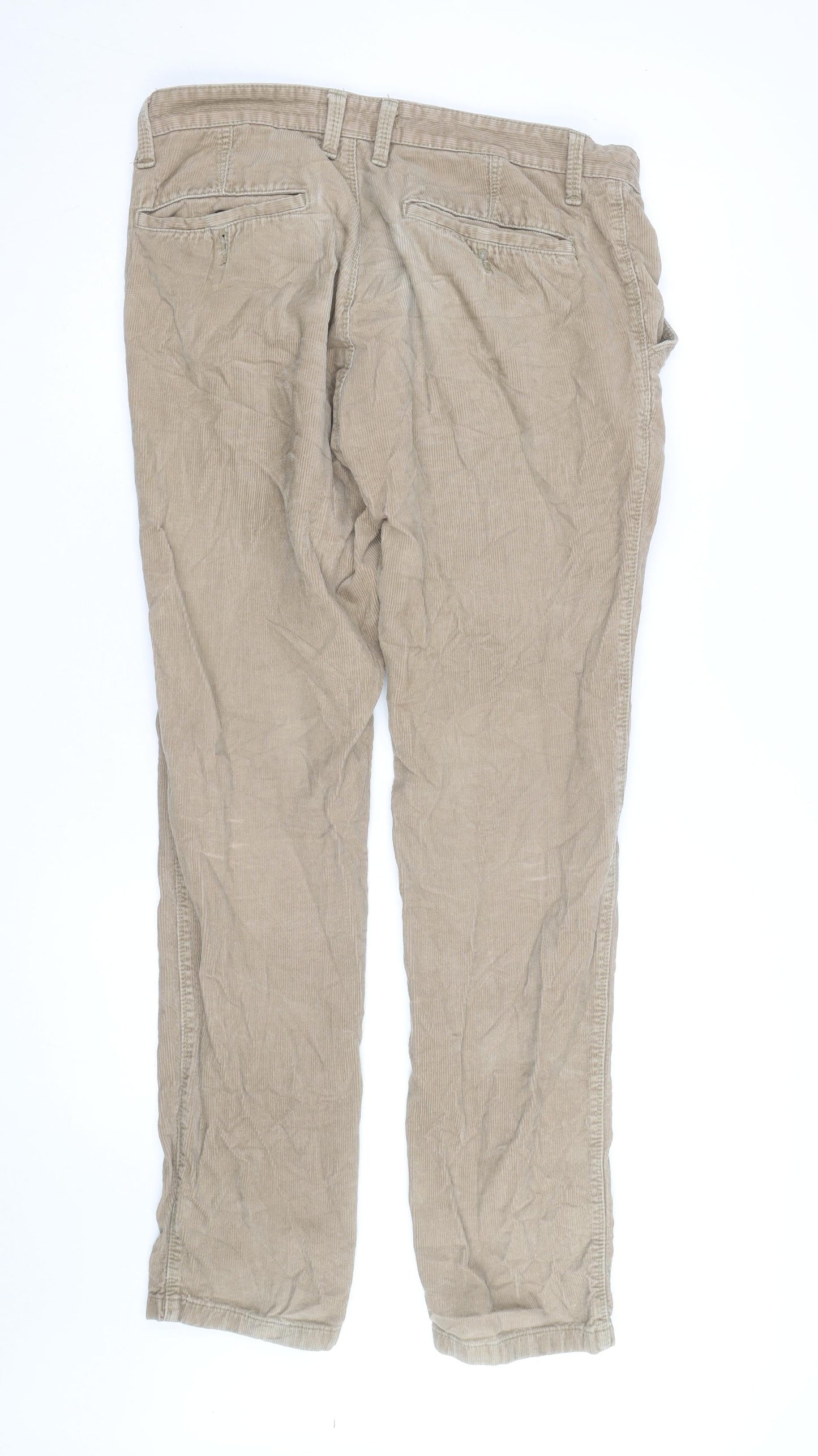Next Men's Beige Corduroy Straight Fit Jeans 34L Classic Style