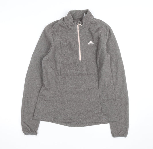 Quechua Women's Grey 1/4 Zip Fleece Pullover Sweatshirt XL