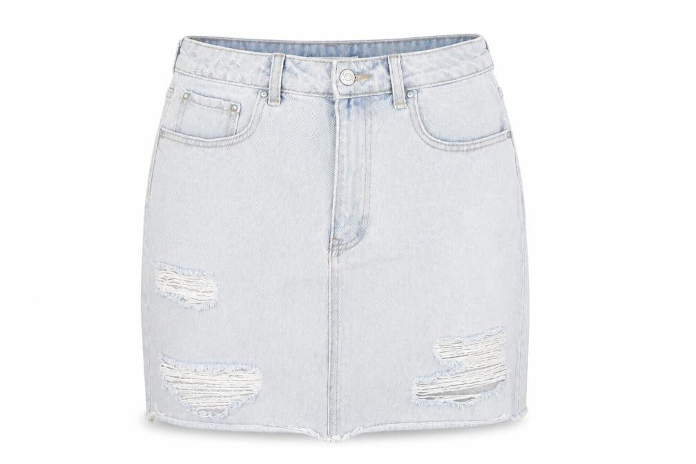 House Brand Women Blue Denim Short Skirt M Distressed Casual