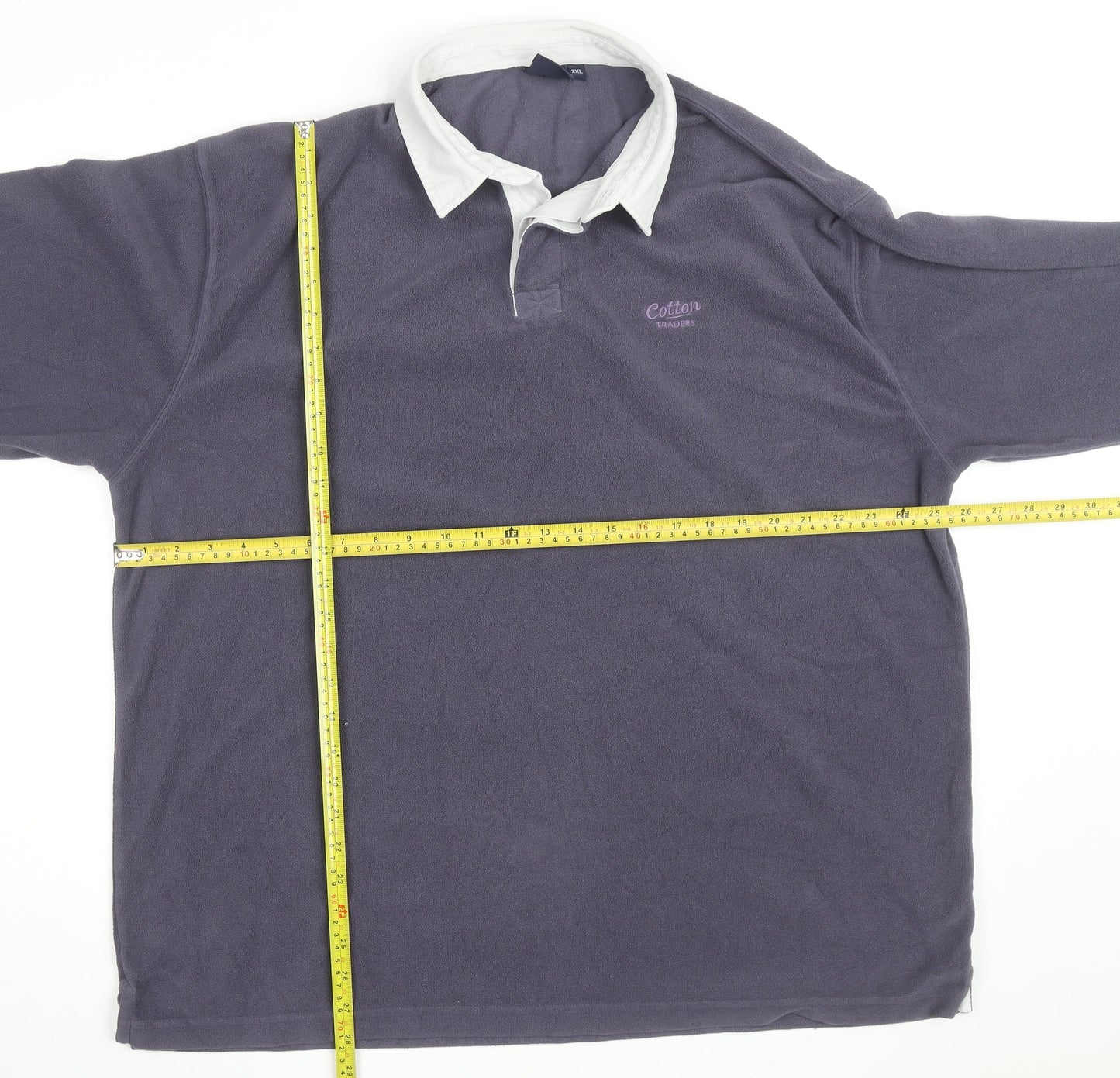 Cotton Traders Men’s Grey Collared Fleece Rugby Jumper 2XL