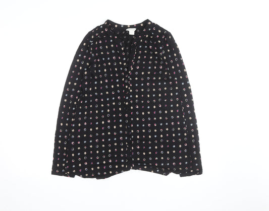 Monsoon Women’s Black Polka Dot Long Sleeve Tunic Blouse Size 12