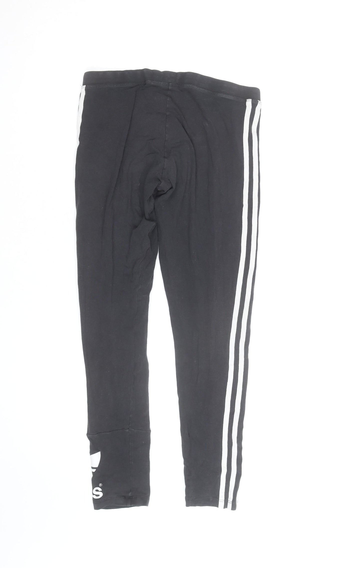 Adidas Girls Black Leggings 9-10 Years Skinny Stripe Sportswear