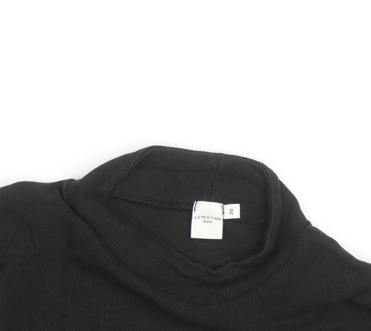 Skinnydip London Womens Black Mock Neck Embroidered Flower Jumper Size 20