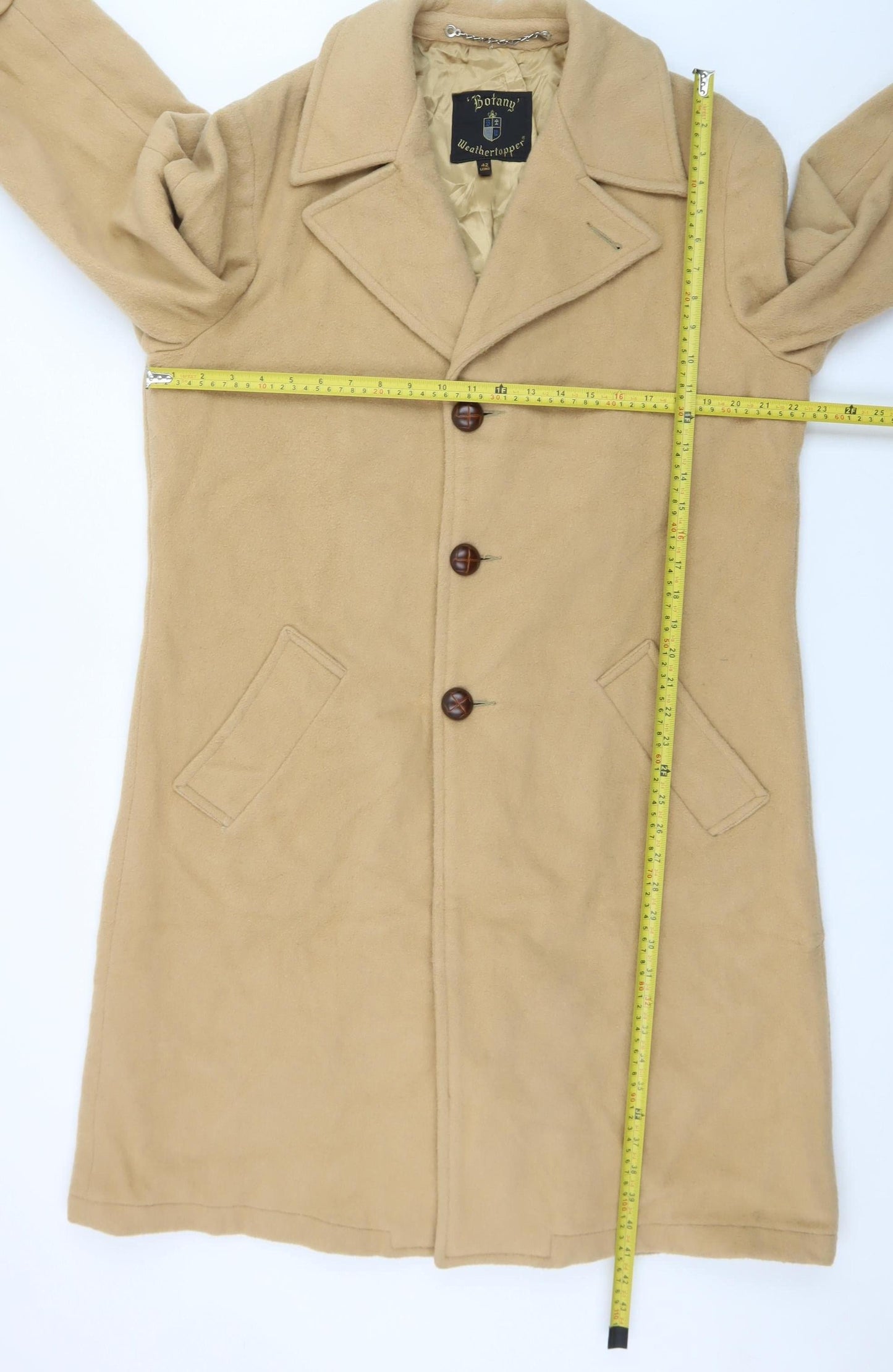 Botany Weathertopper Women’s Beige Wool Long Overcoat Size 16