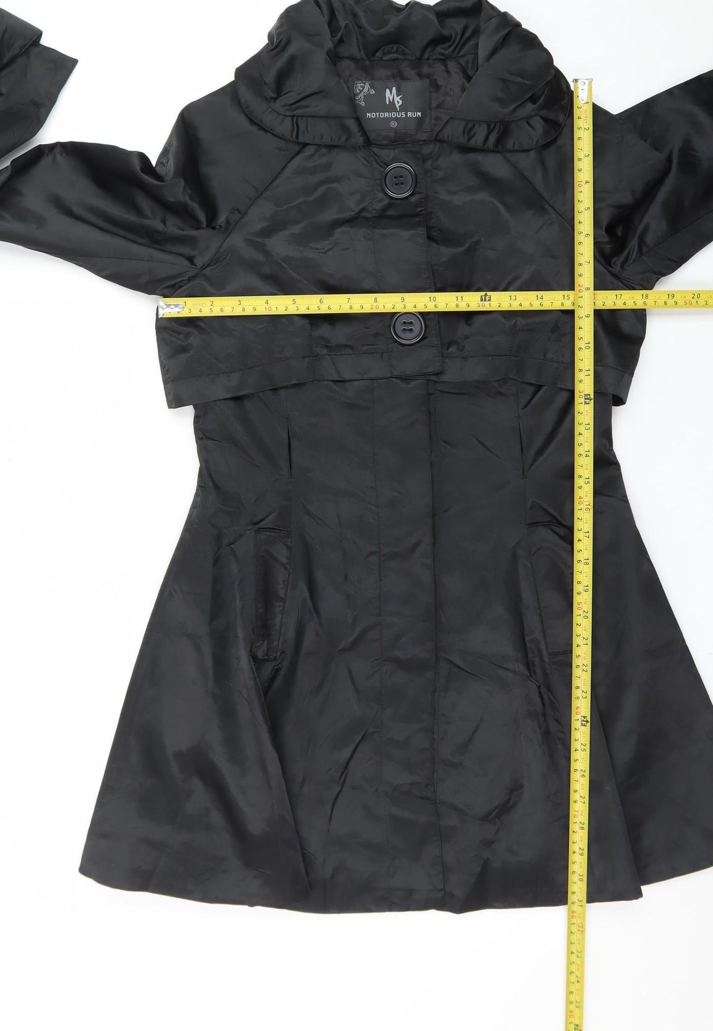 Notorious Run Women's Black Polyester Button Trench Coat Size 10