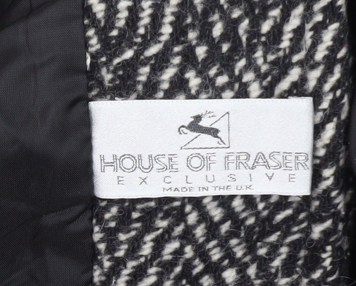 House of Fraser Womens Grey Wool Blend Herringbone Overcoat Size 10