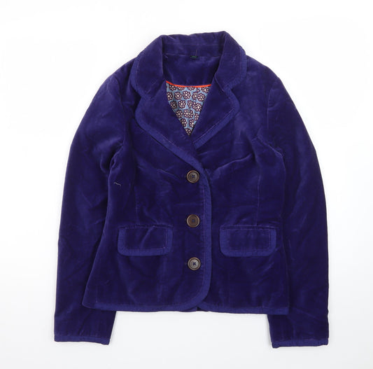 Boden Women's Blue Velvet Tailored Blazer Jacket UK 10