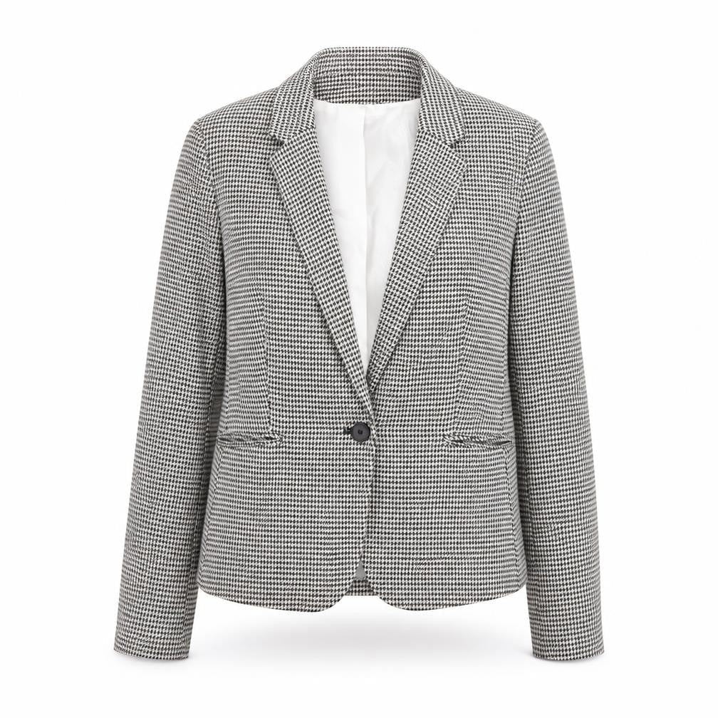 H&M Women's Black White Houndstooth Blazer UK 14 Tailored Jacket