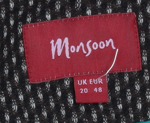 Monsoon Womens Brown Wool Blend Suit Jacket UK 20 Classic Blazer