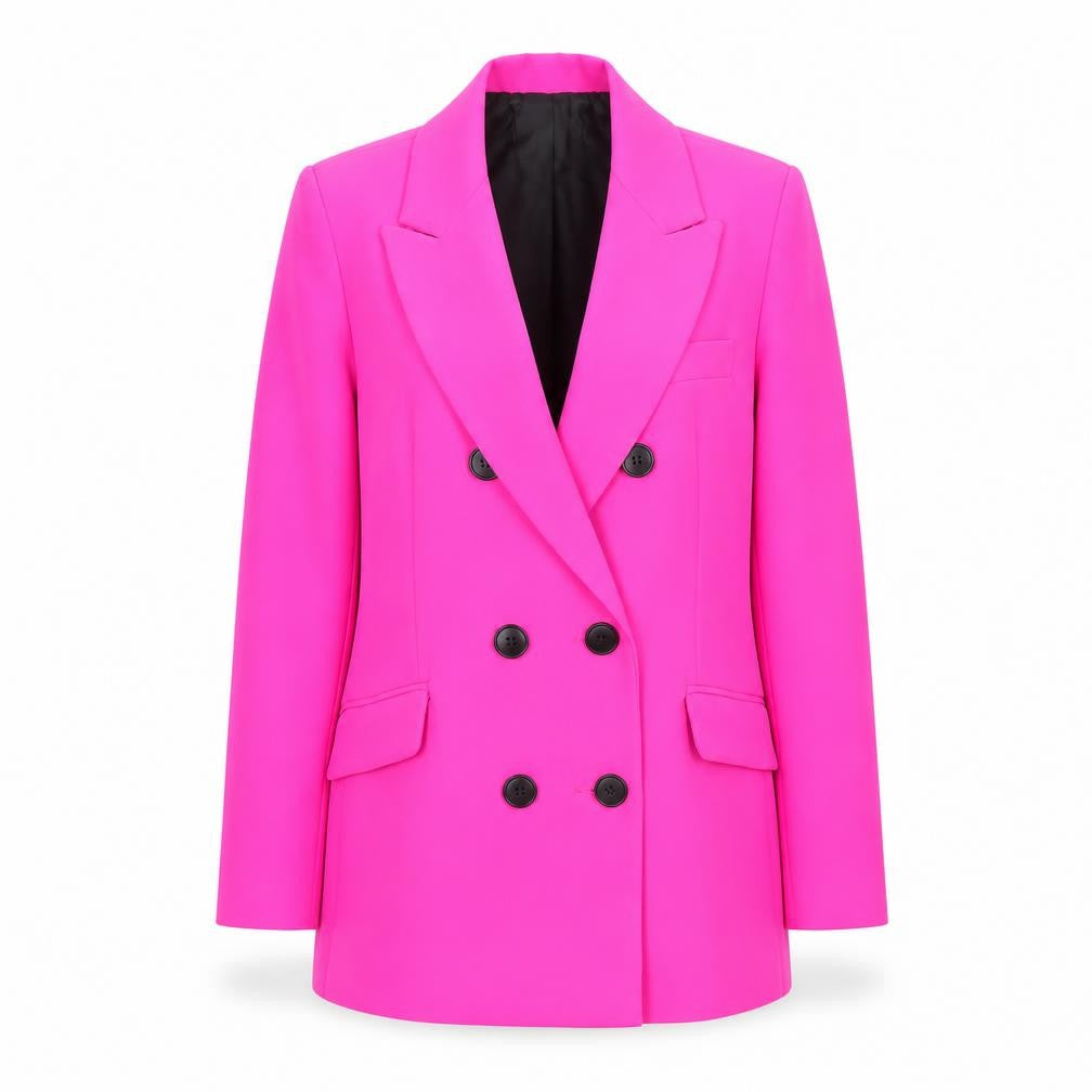 Primark Women’s Pink Double-Breasted Blazer Size 6 Wool Blend