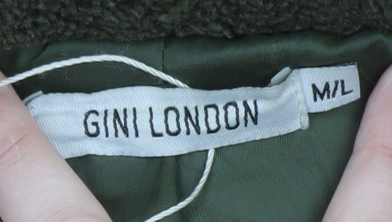 GINI LONDON Women Green Mid-Length Fleece Coat M