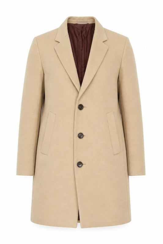 Primark Women’s Beige Wool Blend Long Overcoat Size S