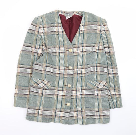 Watercolours Women's Green Checked Wool Blend Blazer Size 12