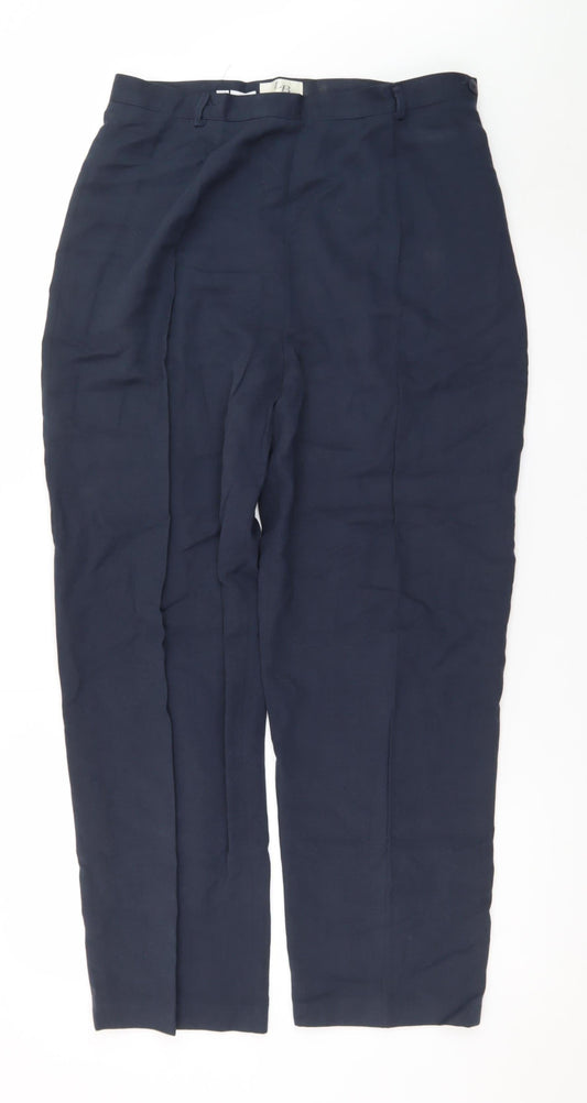 LB The Collection Women's Blue Linen Straight Trousers Size 14