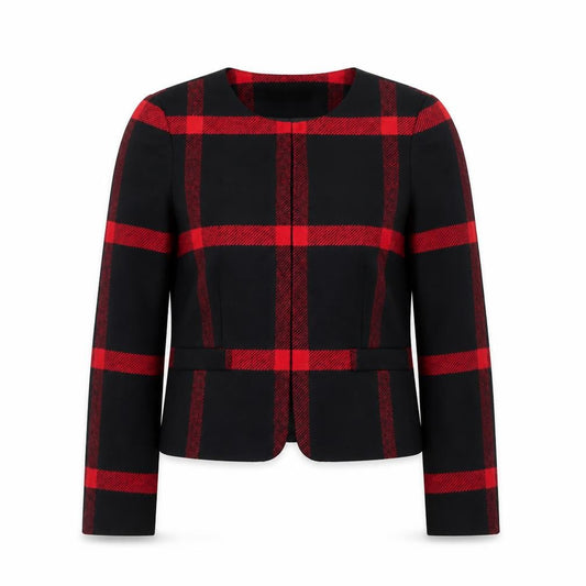 Alice + Olivia Women's Black Red Check Wool Blend Suit Jacket XS