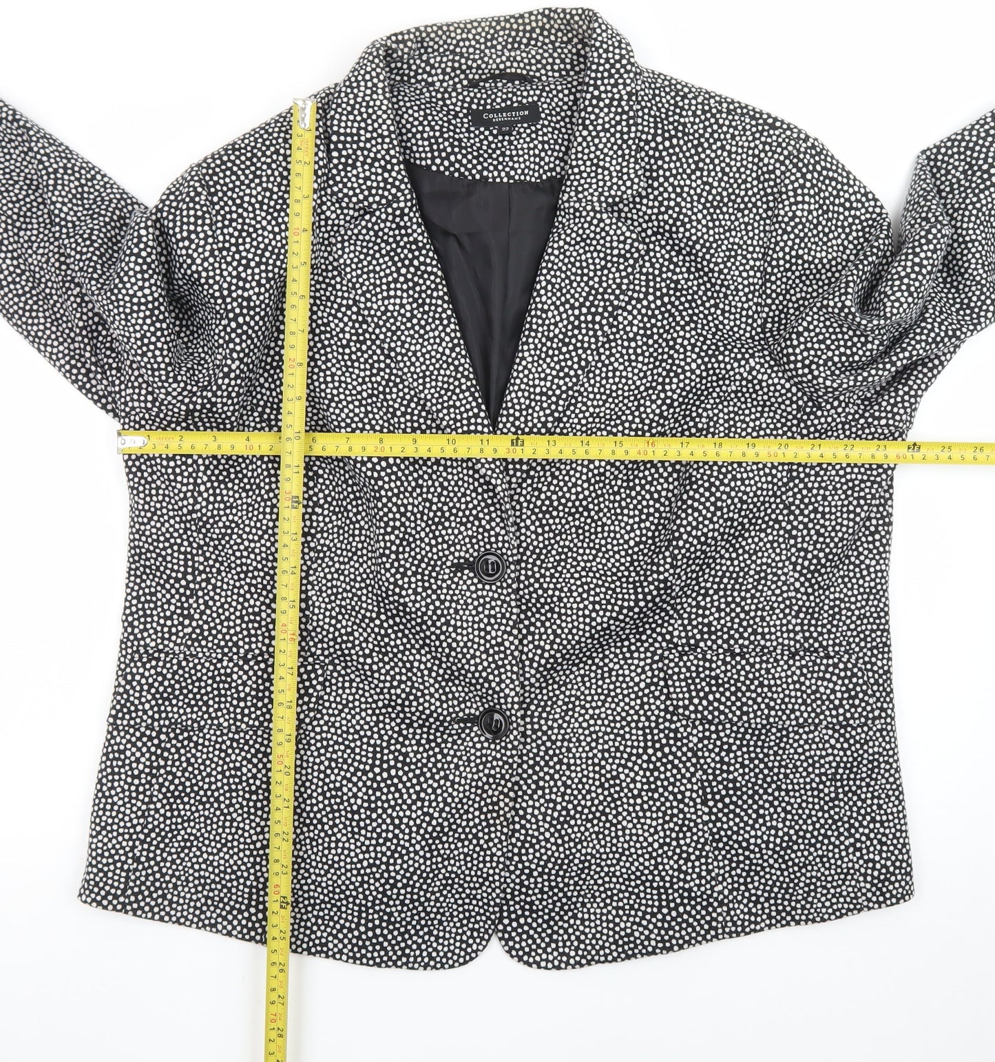 Debenhams Women’s Black White Spot Blazer Size 22 Regular Fit