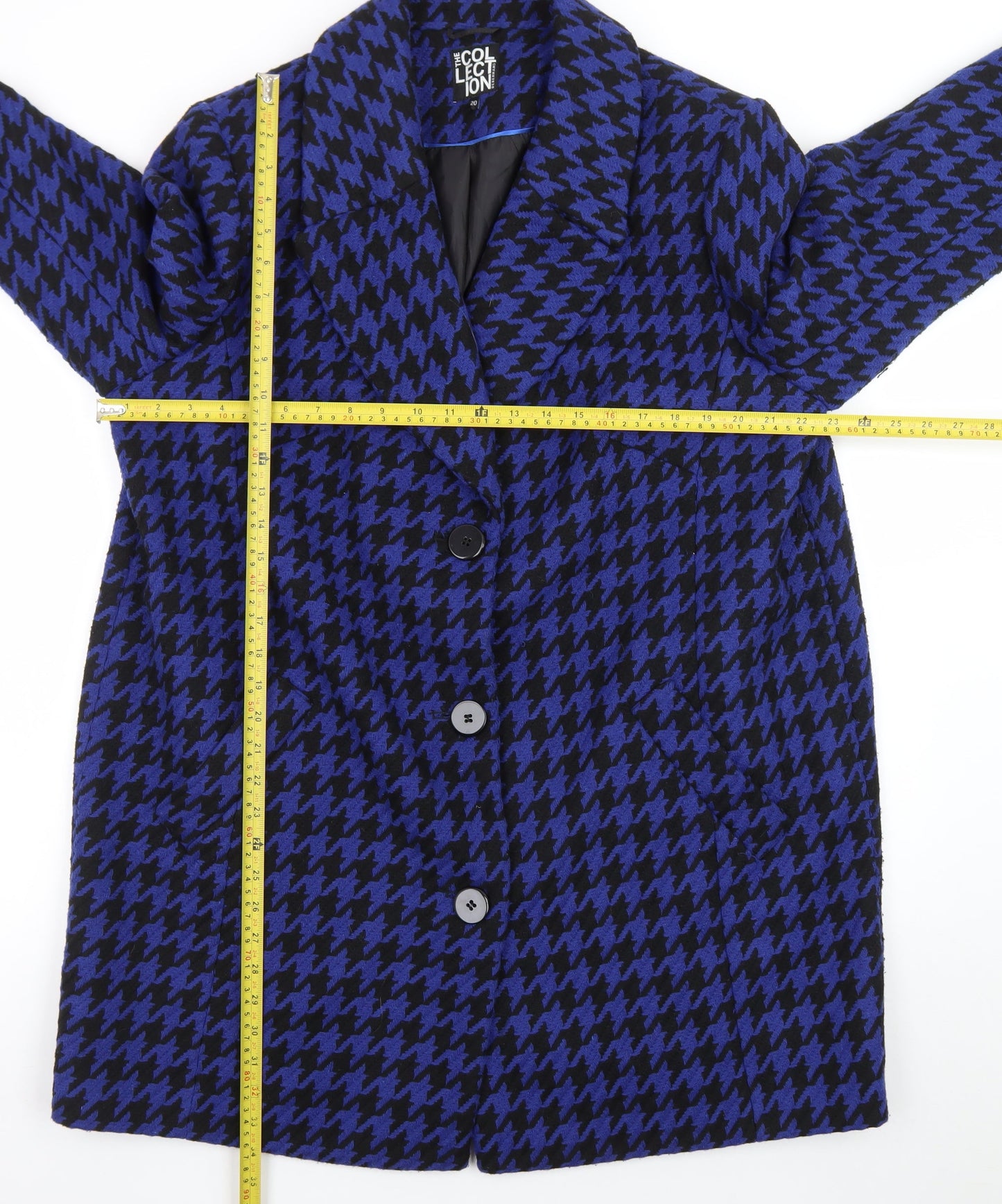 Debenhams The Collection Women's Blue Black Houndstooth Coat Size 20