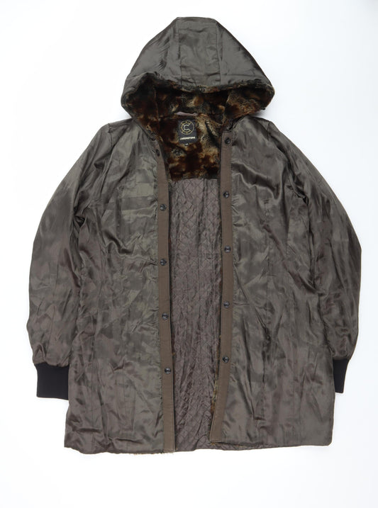 Creenstone Womens Brown Hooded Long Parka Coat Size 12