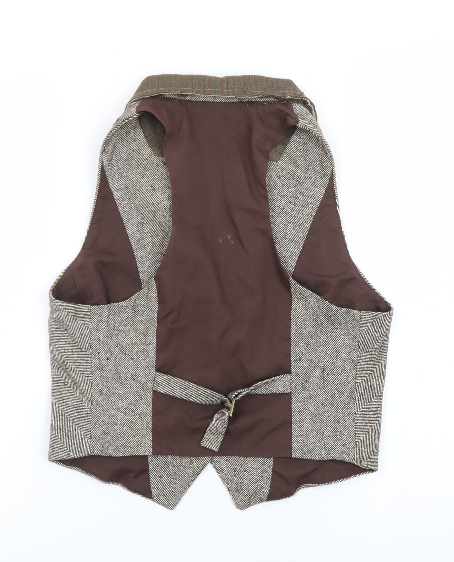River Island Women's Brown Tweed Sleeveless Herringbone Vest UK 12