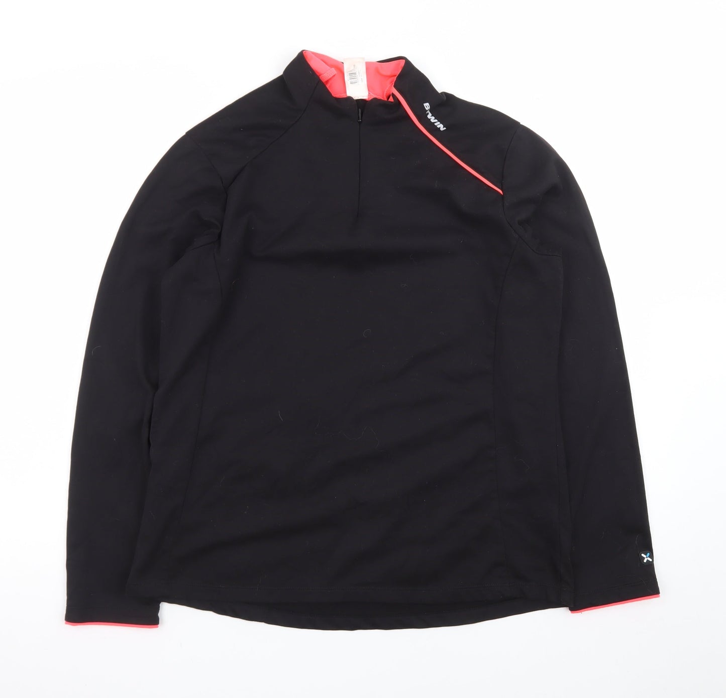 B'TWIN Women's Black Cycling Track Jacket Size 18 Long Sleeve 1/2 Zip