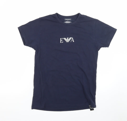 Emporio Armani Men's Blue Crew Neck Short Sleeve Designer T-Shirt M