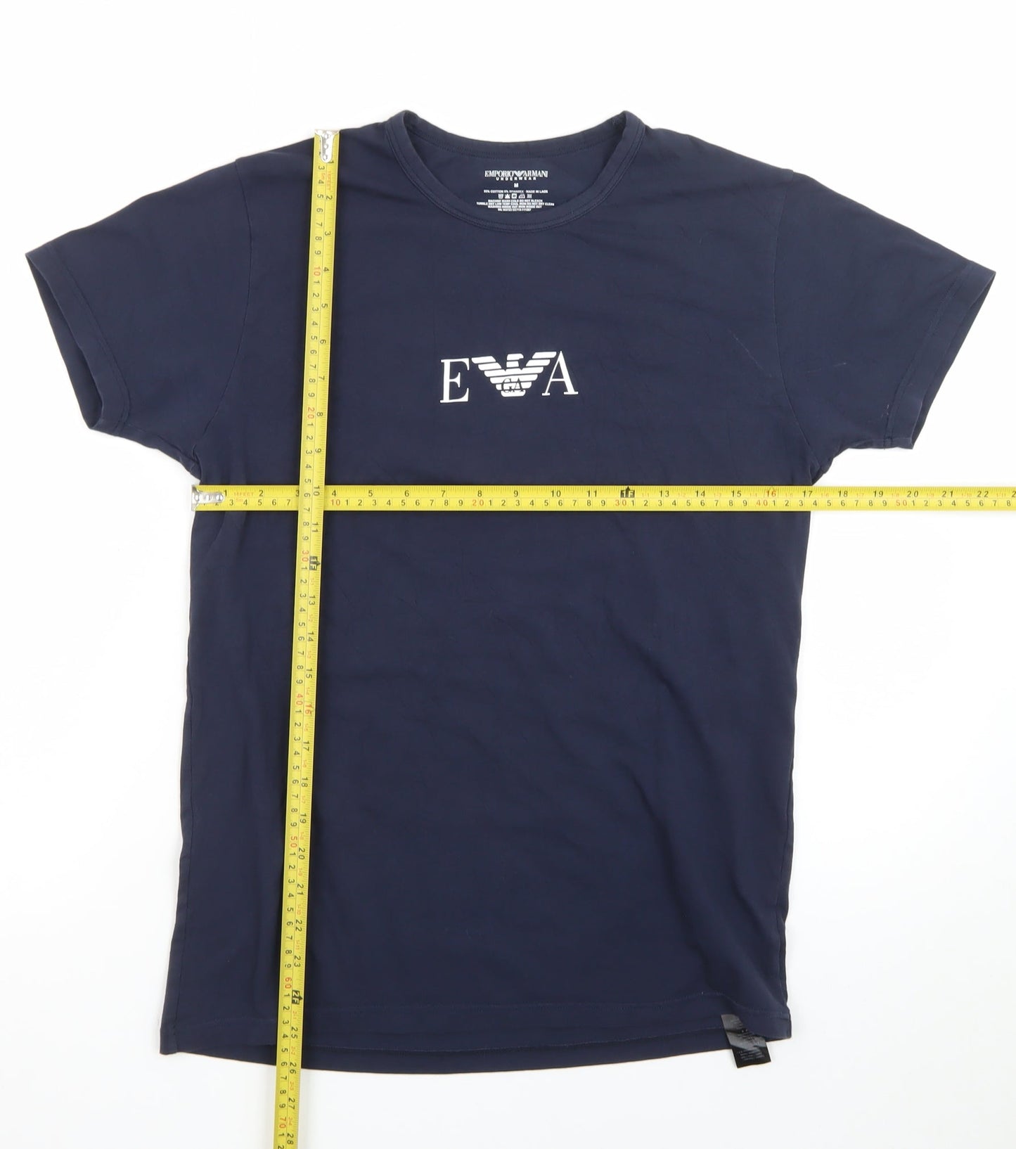 Emporio Armani Men's Blue Crew Neck Short Sleeve Designer T-Shirt M