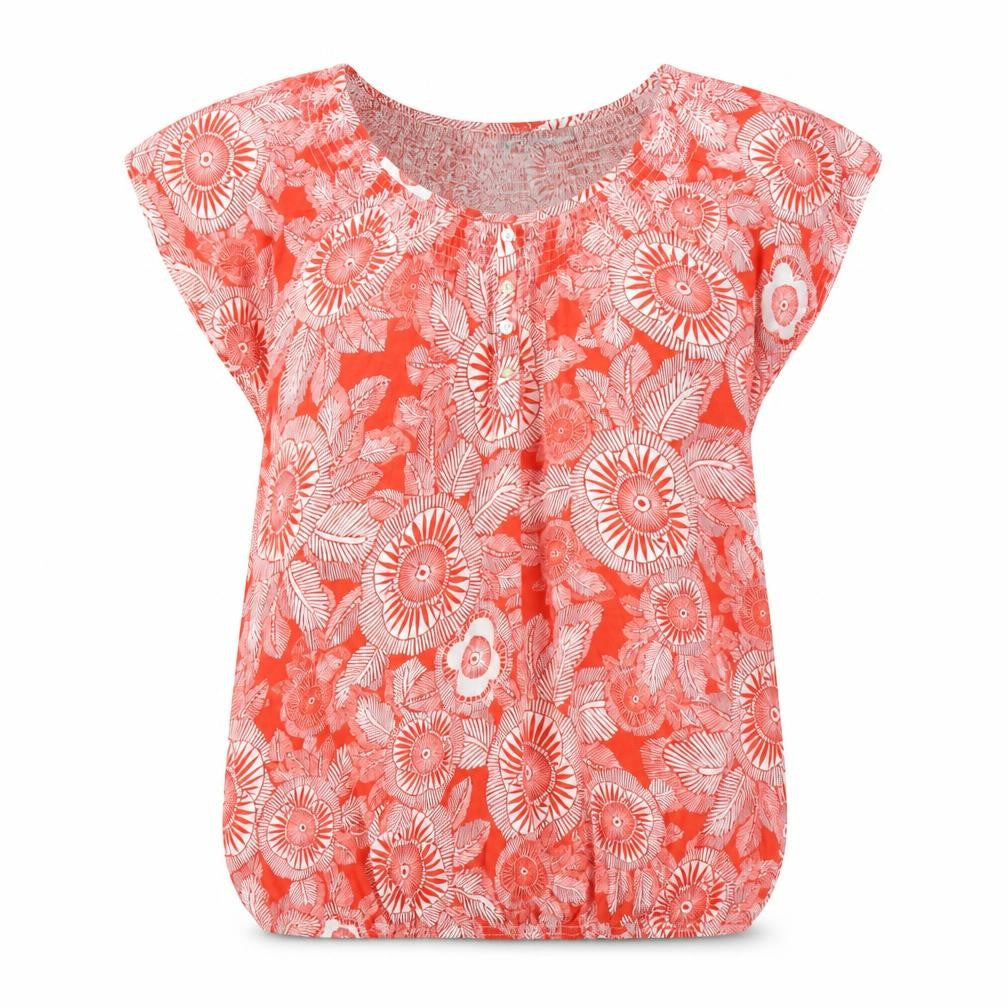 Marks & Spencer Women Red Floral Cotton Tunic Blouse UK 16