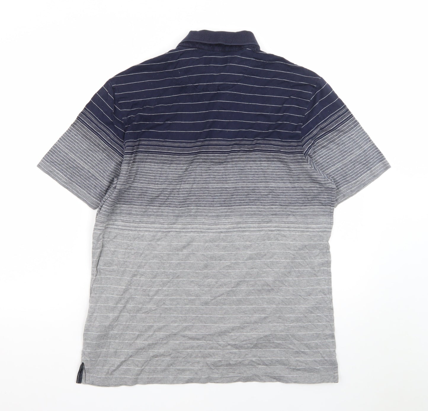 Blue Harbour Men's Blue & Grey Striped Polo Shirt, Size M Regular Fit