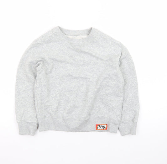 Uniqlo Boys Grey Cotton Sweatshirt 5-6 Years LEGO Logo Crew Neck