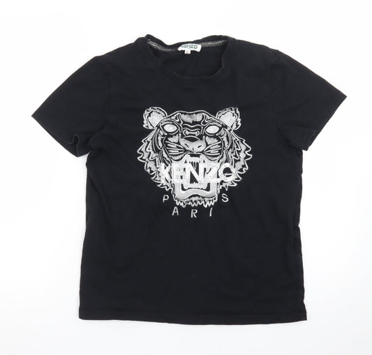 Kenzo Men’s Black XL Tiger Embroidered Crew Neck Cotton T-Shirt