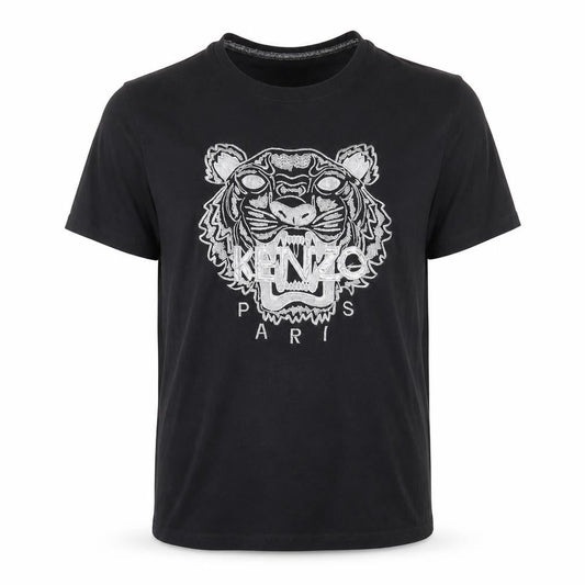 Kenzo Men’s Black XL Tiger Embroidered Crew Neck Cotton T-Shirt