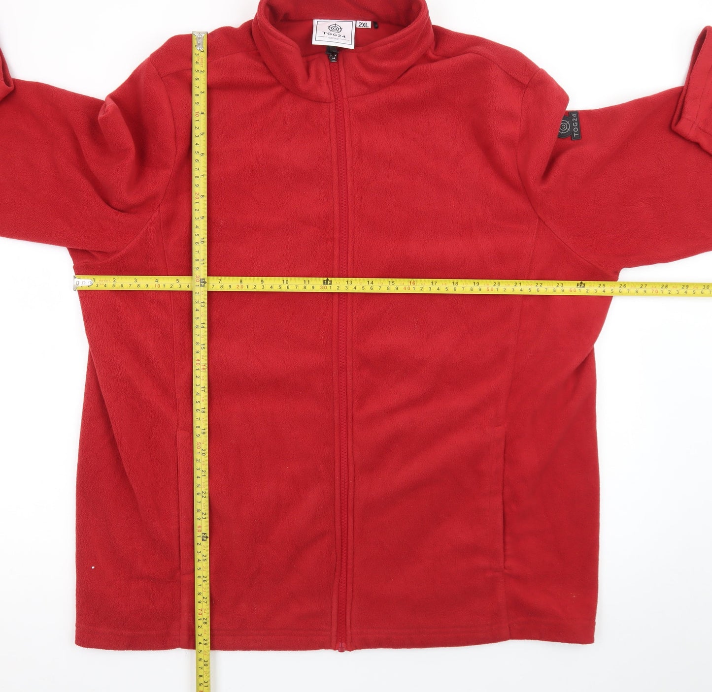 TOG24 Men's Red 2XL Fleece Full Zip Outdoor Jacket