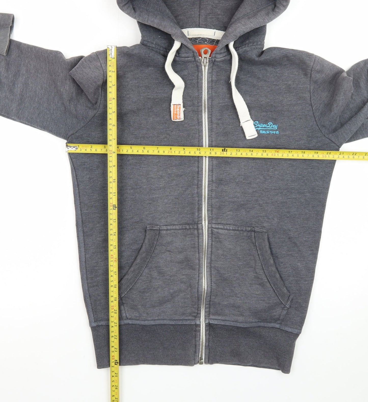 Superdry Men’s Grey Full Zip Hoodie Small Classic Logo
