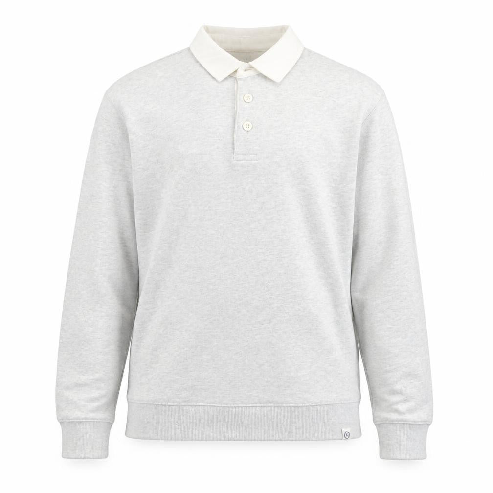 Marks & Spencer Men's Grey Long Sleeve Cotton Polo Shirt Size S