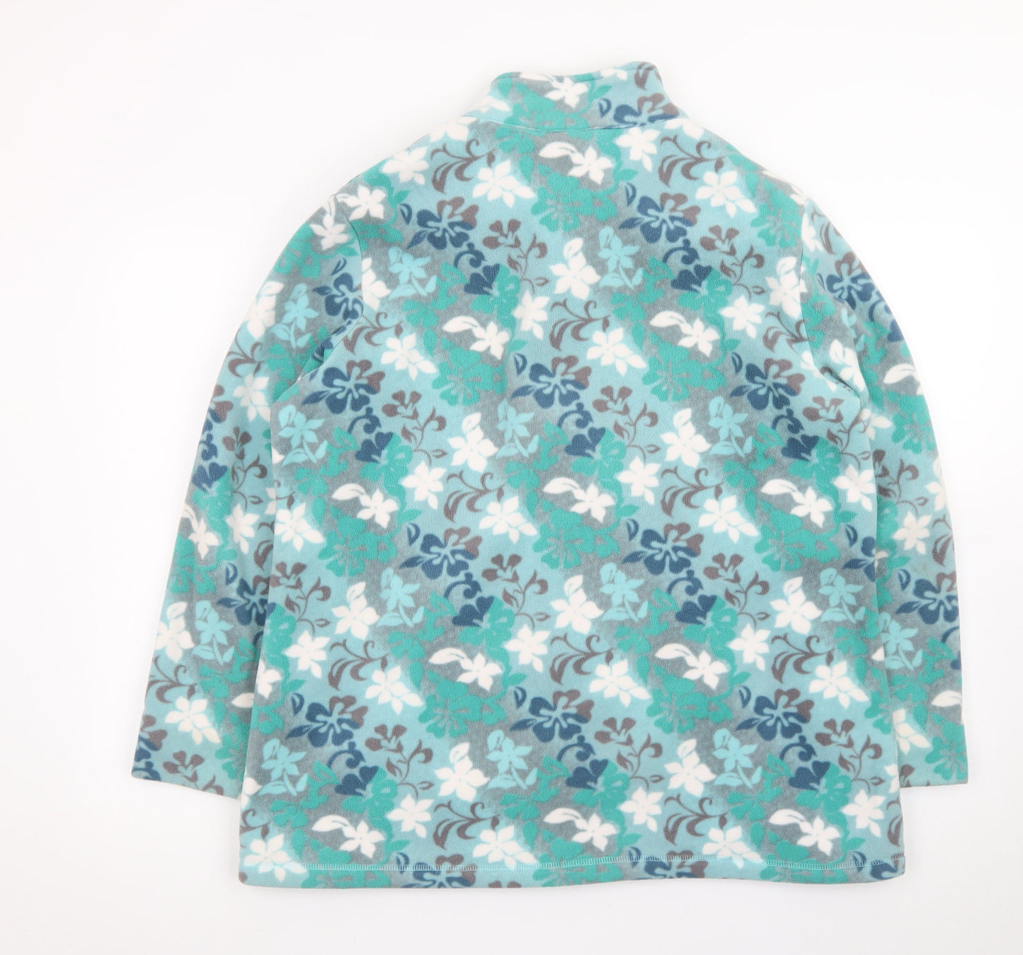 Damart Women Blue Floral Fleece Jacket Size 18 Full Zip Lightweight