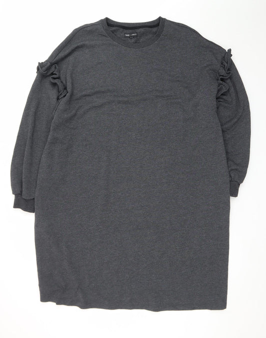 Next Women Grey Size 20 T-Shirt Dress Long Sleeve Casual Jersey
