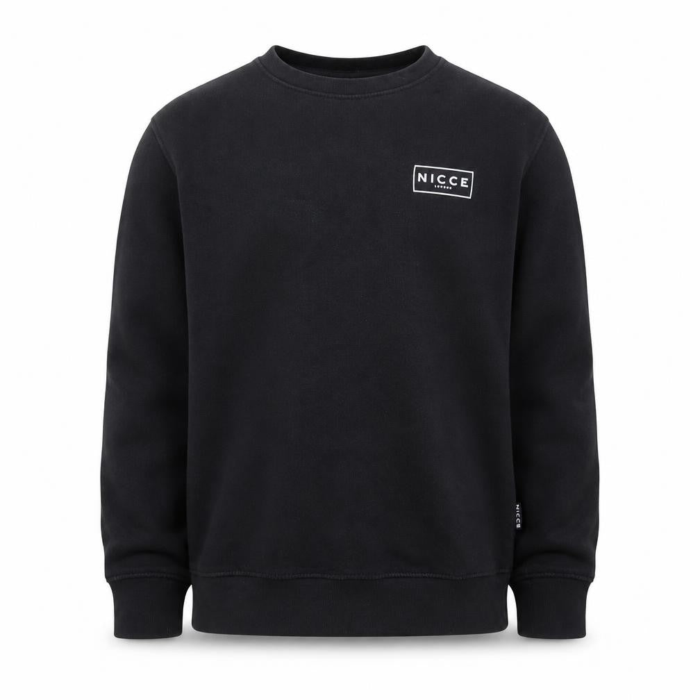 Front view of NICCE boys’ black regular fit logo pullover sweatshirt 13 years