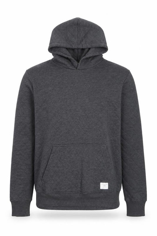Jack & Jones Men’s Grey Pullover Hoodie L Quilted Core Casual