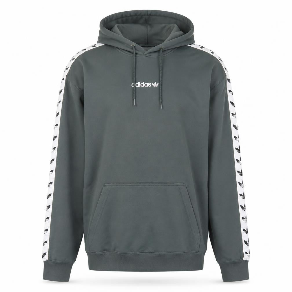 Front view of adidas Men's Green Pullover Hoodie M Logo Sports Style