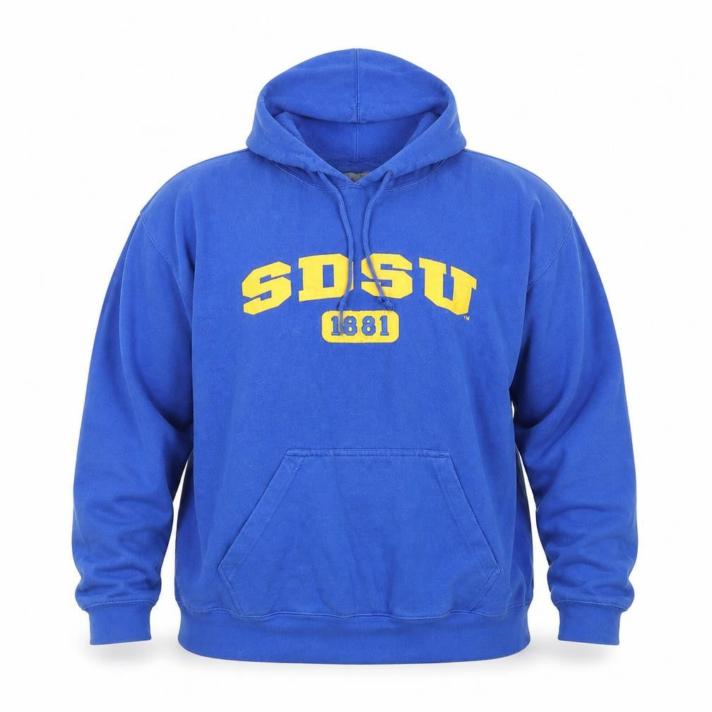 J America Mens Blue XXL Pullover Hoodie SDSU 1881 Graphic Cotton Blend