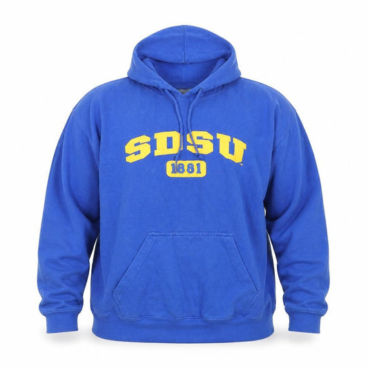 J America Mens Blue XXL Pullover Hoodie SDSU 1881 Graphic Cotton Blend