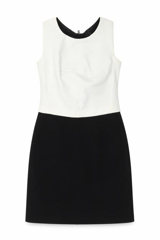 Next Women Black White Sheath Dress Size 6 Sleeveless Zip Back