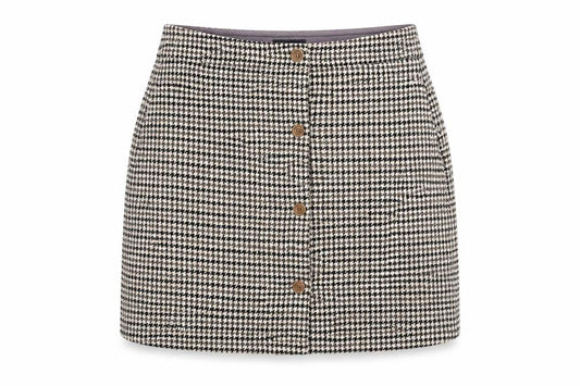 A.P.C. Women's Brown Wool A-Line Houndstooth Short Skirt Size 12